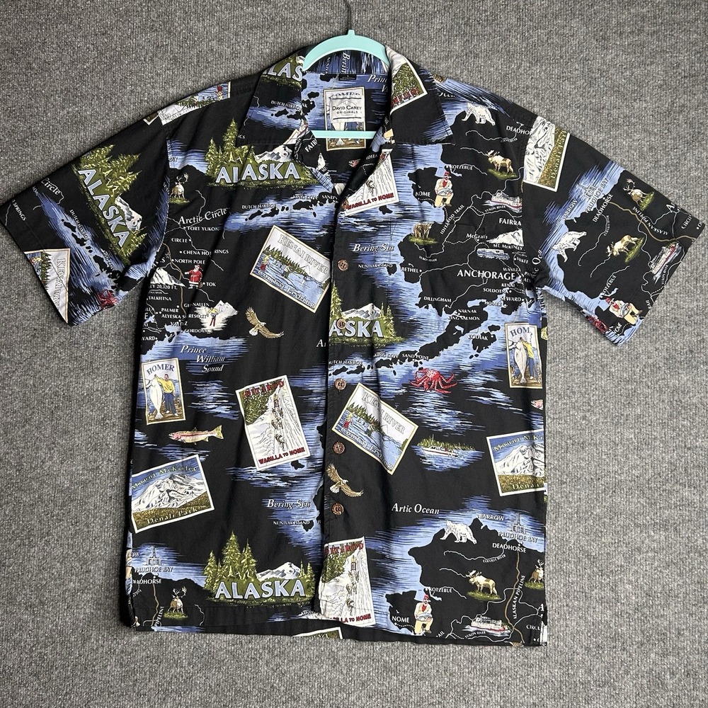 David Carey Originals Mens Button Up‎ Shirt Alaska All Over Print Size Large